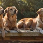 A hyperrealistic, sun-drenched photograph of five popular dog breeds together outdoors: Labrador, Golden Retriever, French Bulldog, Dachshund, and Chihuahua. Detailed fur textures, expressive eyes, natural lighting, lush green background. No text.