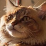 Katzen beschäftigen: So wird’s nie langweilig A hyperrealistic, close-up shot of a domestic cat intensely focused on a feather toy on a string, caught mid-pounce, with soft, natural lighting highlighting its fur and whiskers, background blurred, no text.