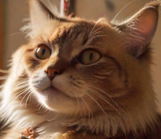 A hyperrealistic, close-up shot of a domestic cat intensely focused on a feather toy on a string, caught mid-pounce, with soft, natural lighting highlighting its fur and whiskers, background blurred, no text.