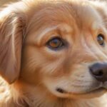 Tierfotografie: So gelingen tolle Bilder! A hyperrealistic close-up of a golden retriever puppy looking directly at the camera with soft, natural lighting, emphasizing its expressive eyes and fur texture. Bokeh background. No text.