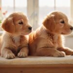 Tierkrankenversicherung: Schutz & Vorsorge A golden retriever puppy and a ginger kitten nuzzle each other affectionately in a sun-drenched veterinary clinic, soft focus background, examination table, hyperrealistic, intricate details, warm lighting, no text