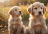 Golden Retriever Welpen Namen: Die schönsten Namen für Ihren Goldie! A hyperrealistic,photorealistic image of an adorable Golden Retriever puppy, sitting in a sun-drenched field of golden flowers. Soft, warm lighting, bokeh background, high detail, focused on puppy's expressive eyes. No text.