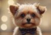 A hyperrealistic,close-up portrait of a perfectly groomed small dog, sporting a stylish Teddy-Cut. Soft, diffuse lighting highlights the texture of the fur, with a shallow depth of field, bokeh background. No text, artifact-free.
