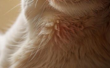 A close-up, hyperrealistic shot of a cat's ear being gently cleaned with a soft pad. Focus on the texture of fur and the delicate inner ear. Warm, natural lighting, shallow depth of field. No text.