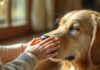 Hyperrealistic image. Close-up on a young child's hands gently stroking the soft fur of a calm, golden retriever. Soft, natural sunlight illuminates the scene from a window. Focus on the textures of fur and skin, and the gentle, trusting interaction between child and dog. Warm, inviting atmosphere. No text in image.