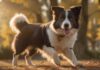 Hyperrealistic photo: An intelligent Border Collie executes a perfect, elegant bow mid-trick in a sun-drenched park during golden hour. Warm cinematic lighting highlights the detailed fur texture. Shallow depth of field softly blurs background trees. Absolutely no text, letters, or unrealistic artifacts. Flawless anatomy, photorealistic detail.