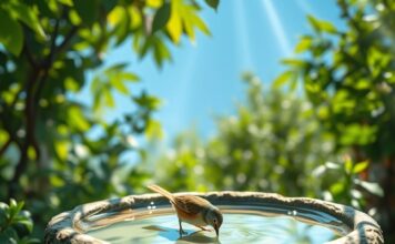 Ein Vogelbad im Garten anlegen und Vögel anlocken: So geht’s! https://image.pollinations.ai/prompt/